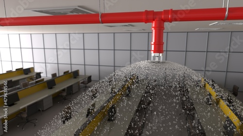 Office Fire Sprinkler 3D Render