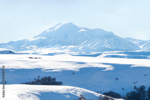 View to Elbrus from pass Gumbashi with zoom © Polina