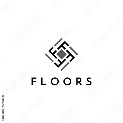 Floor logo initial letter f parquet flooring vector design illustration