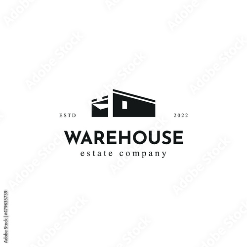 3D perspective warehouse home mortgage architecture hipster vintage logo design template