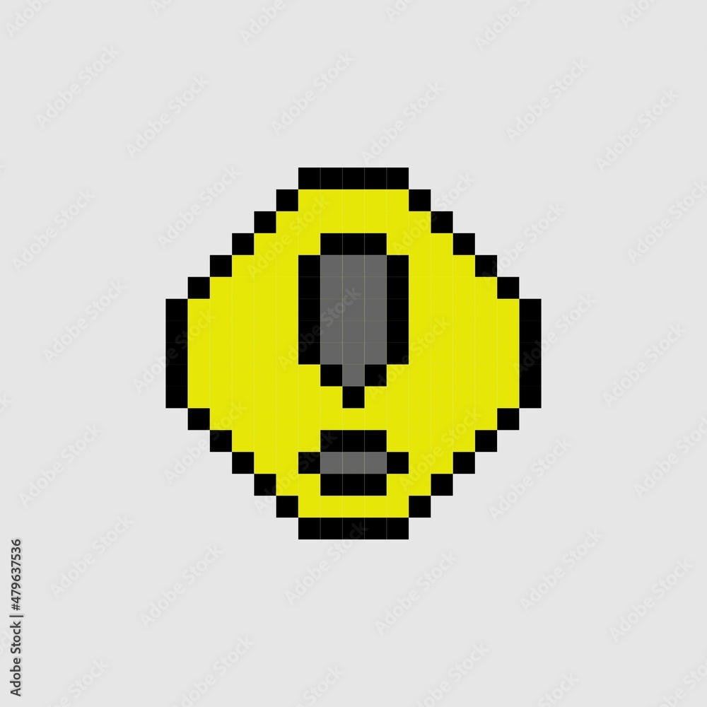 pixel object exclamation mark drawing, pixel exclamation sign board vector illustration pixel object exclamation mark drawing, pixel exclamation sign board vector illustration