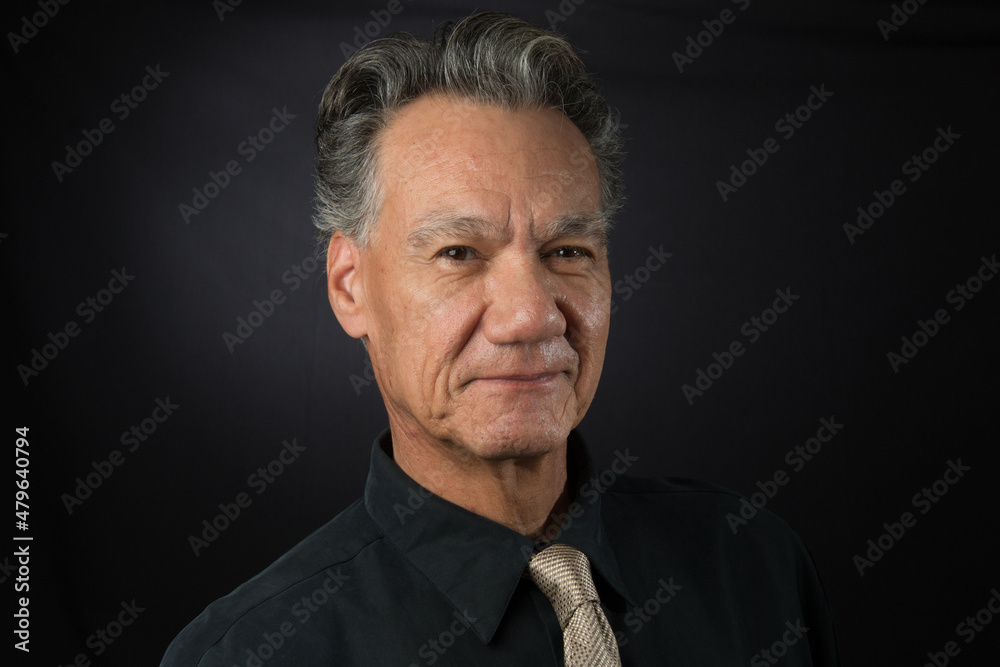 Portrait of a Mature Confident Professional Business man Against a Dark Background