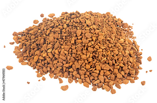 Pile of instant coffee granules isolated on a white background