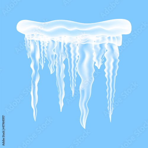 Snow Ice Cap on Blue Background. Christmas Card Design Element. Winter Snowcap Set