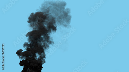 black rich toxic smoke emission from oil power plant, isolated - industrial 3D rendering