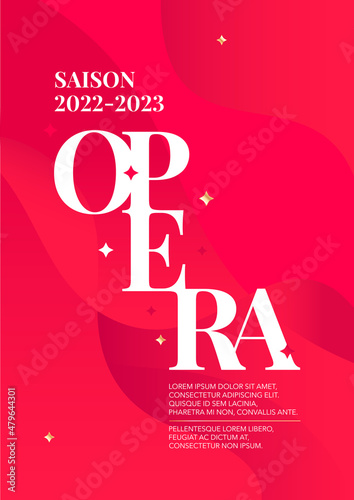 Obraz na plátně Vertical opera poster template with red background, graphic elements and text
