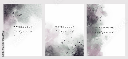 Set of vector watercolour universal backgrounds with copy space for text