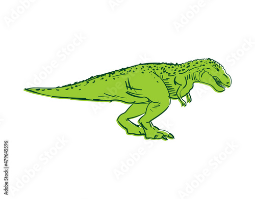 Tyrannosaurus Dinosaur T-Rex hand drawing. Vector illustration © popaukropa