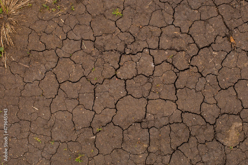 Brown dry cracked ground soil background structure