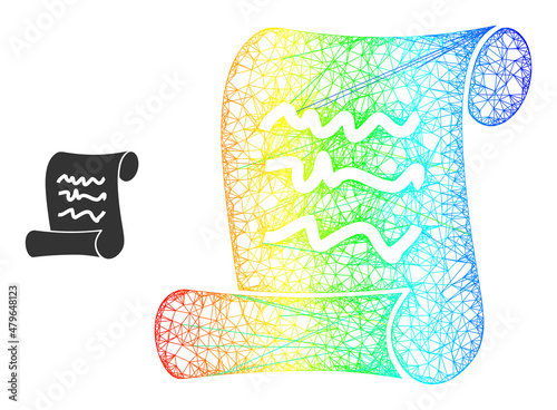 Network scribble page roll framework icon with spectrum gradient. Vibrant frame network scribble page roll icon. Flat frame created from scribble page roll icon and crossed lines.