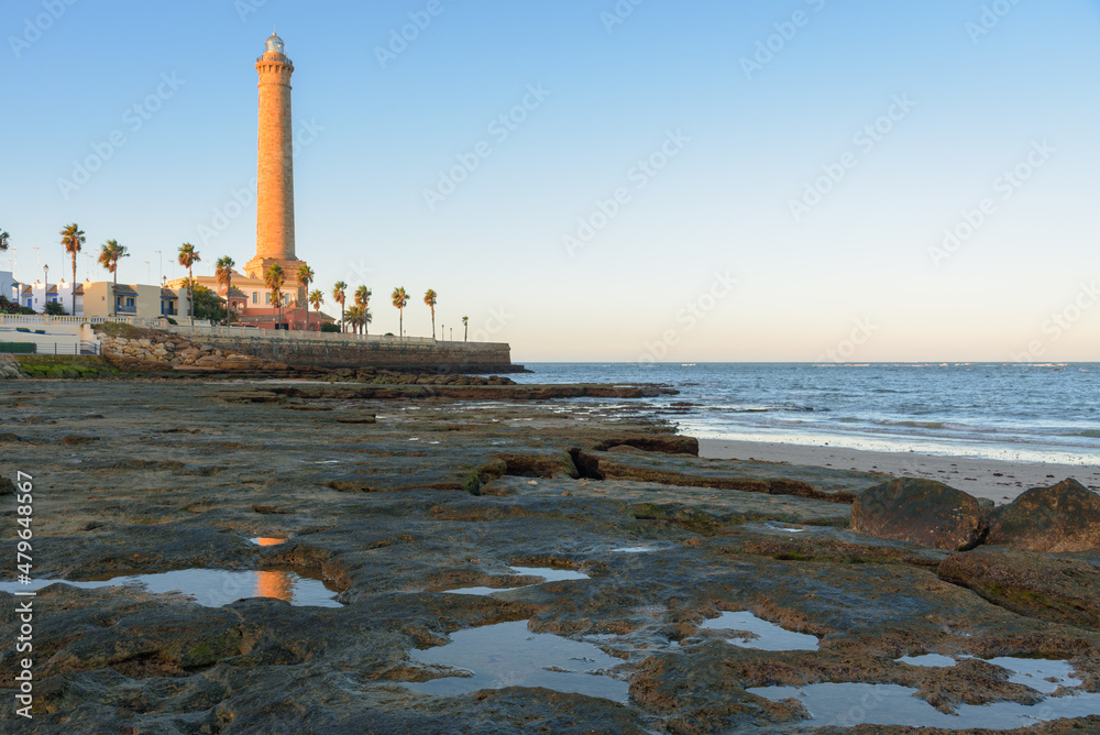 Fototapeta premium Chipiona lighthouse at sunrise, Cadiz, Andalusia, Spain