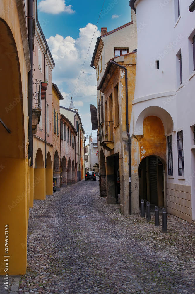 Narrow medieval street in Padua, Veneto, Italy