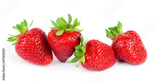 Strawberry on white background. Fresh sweet fruit closeup