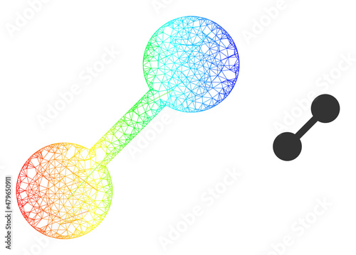 Crossing mesh relation wireframe icon with rainbow gradient. Colored frame mesh relation icon. Flat frame created from relation symbol and crossing lines.