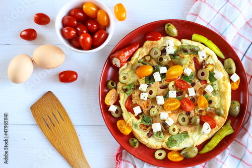 Omlet z warzywami i serem feta