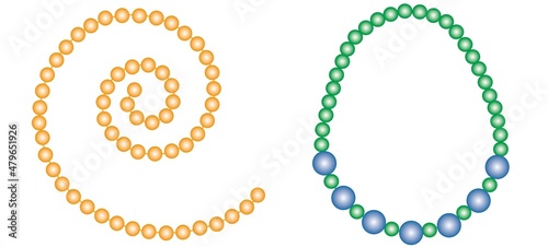 beads of traditional colors, beautiful multicolored beads isolated on a white background, decoration for holiday cards, carnival, mardi gras