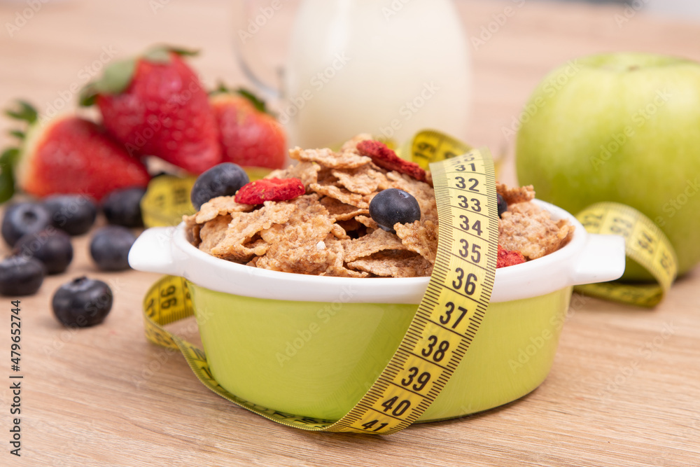 diet menu with tape measure, healthy eating diet menu with tape measure, healthy eating