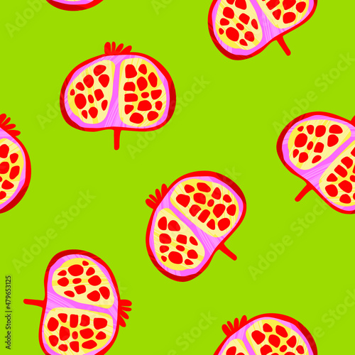 Seamless tropical pattern with pomegranate, wrapping paper.