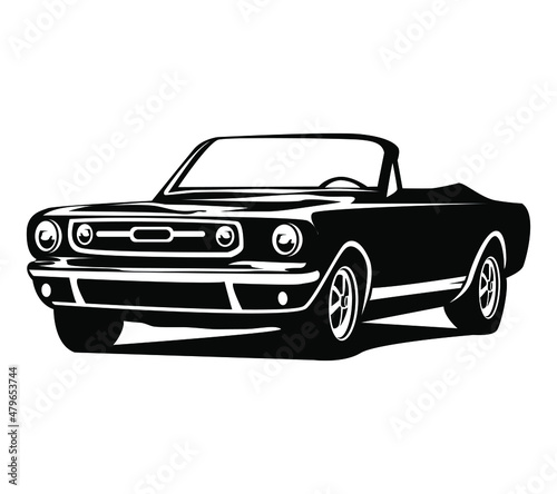 Fotografie, Obraz black classic muscle car vector graphic illustration on white background
