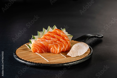 Salmon sashimi.