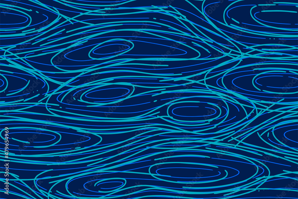 Full Seamless Abstract Pencil Lines Pattern. Monochrome Brush Strokes Vector. Blue Monochrome Dress Fabric Print. Design for Textile and Home Decoration.