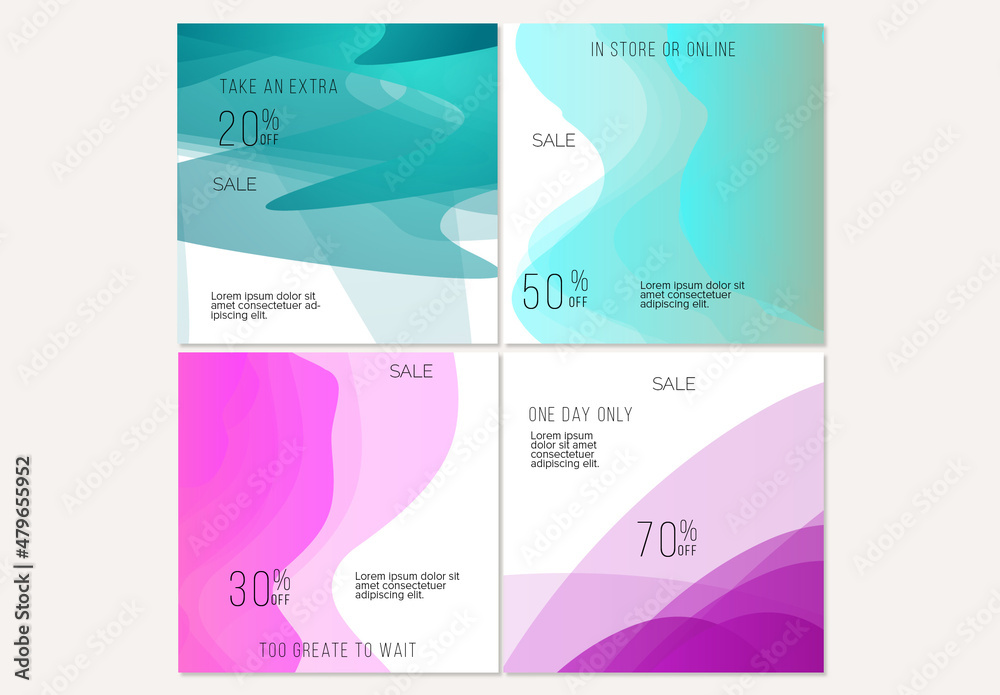 Social Media Post Layout with Transparent Overlapping Gradient Waves ...