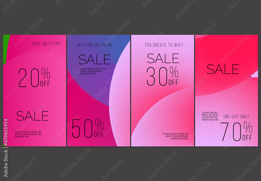 Social Media Post Layout with Bright Fluid Gradient Shapes Stock ...