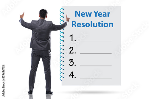 Businessman in new year resolution concept