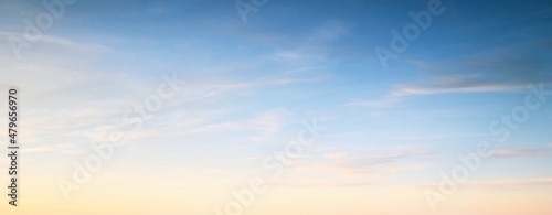 Fotografie, Obraz Clear blue sky, red, pink, golden cirrus and cumulus clouds after storm