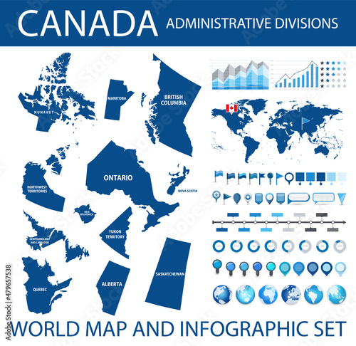 Canada state administrative divisions and World map