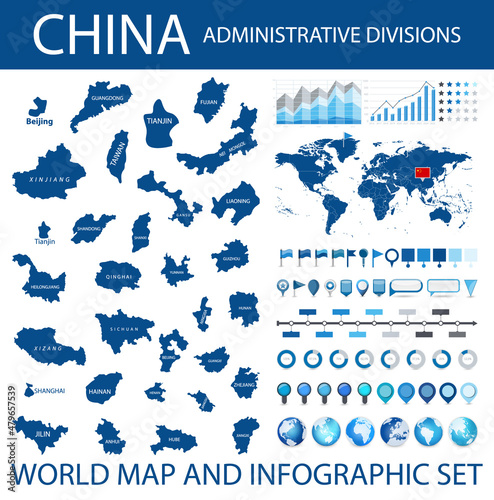 China state administrative divisions and World map