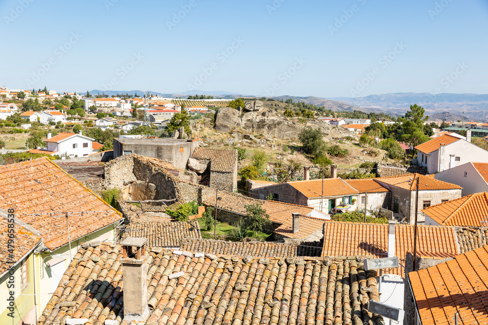 a view from the castle hill over Meda city, district of Guarda, province of Beira Alta, sub-region of Beiras and Serra da Estrela, Portugal
