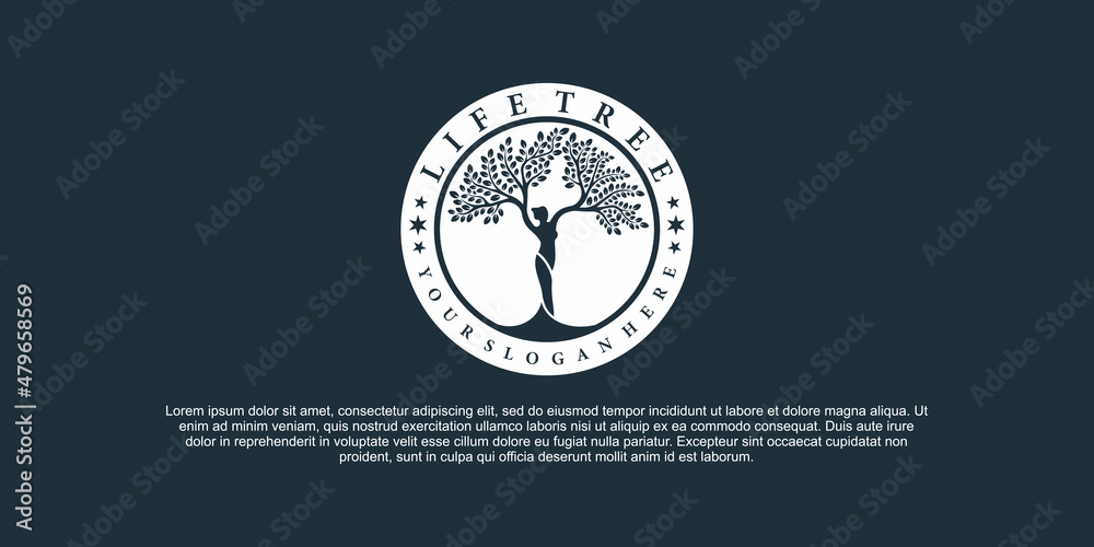 Creative Tree life logo design template with modern emblem concept Premium vektor part 1