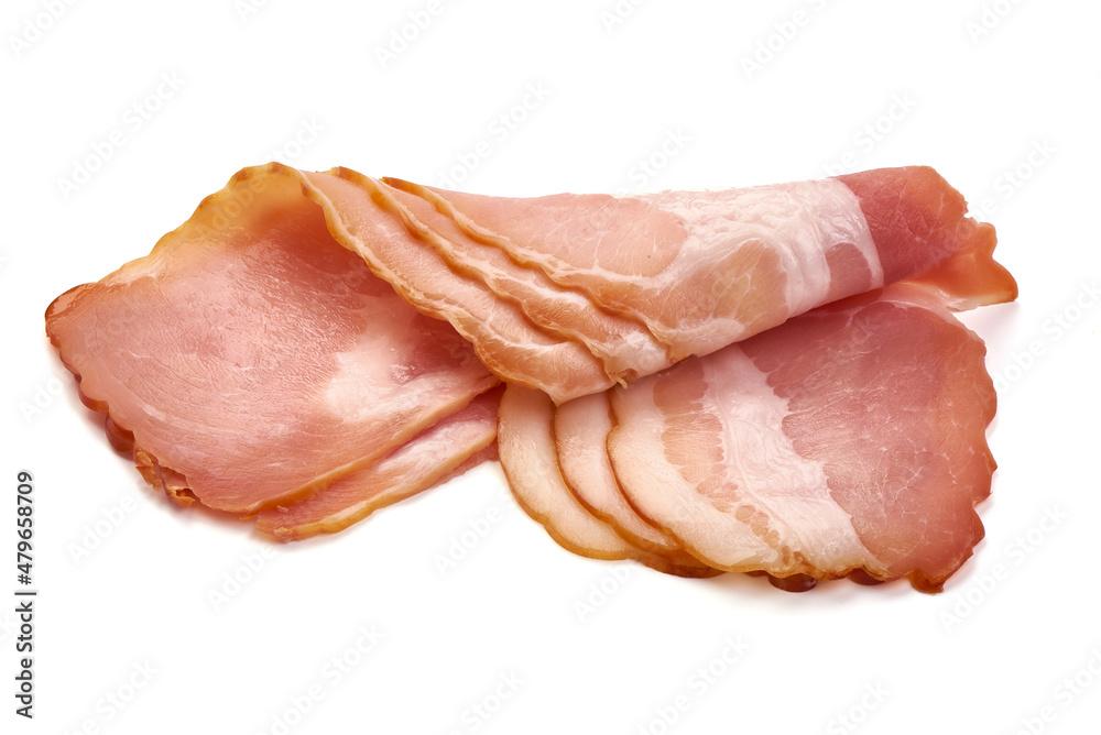 Spanish jamon iberico, serrano ham, isolated on white background. Spanish jamon iberico, serrano ham, isolated on white background.