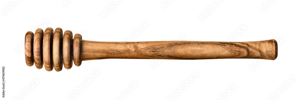 Wooden honey dipper isolated on white background Wooden honey dipper isolated on white background