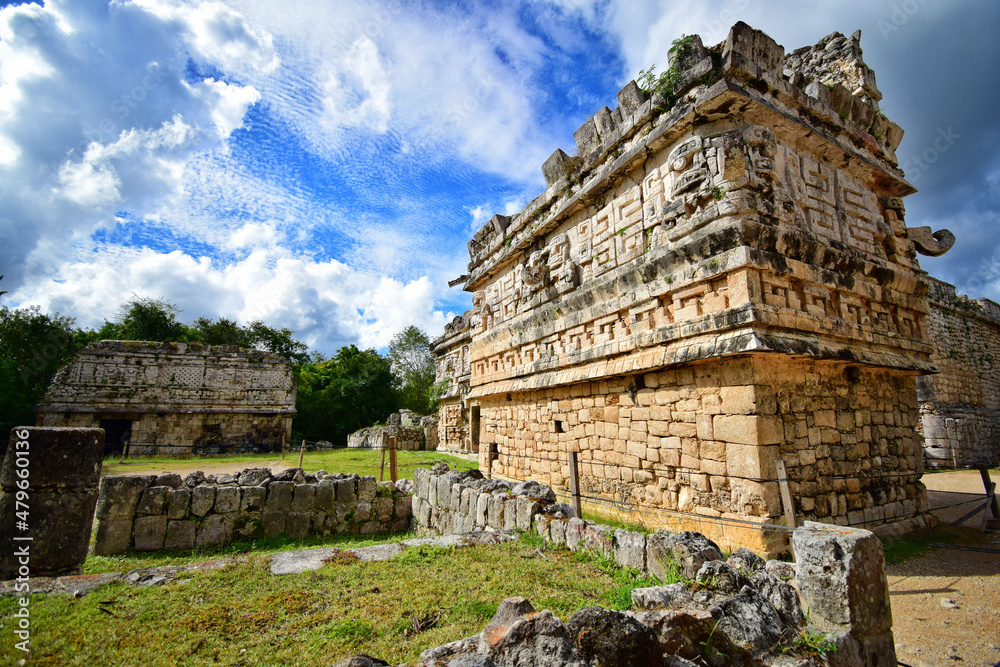 Mayan ruins Chichen itza with beautiful clouds, Yucatan, Mexico