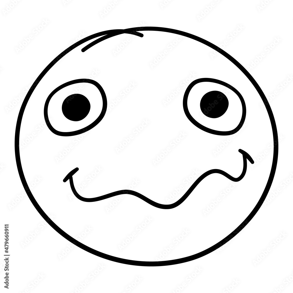 Fototapeta premium Doodle emoji. Doodles image pictogram, Smile emotion funny face, happy fun emoticon line icon, sad hand drawn, neat outline isolated vector illustration. Illustration of emotion face expression