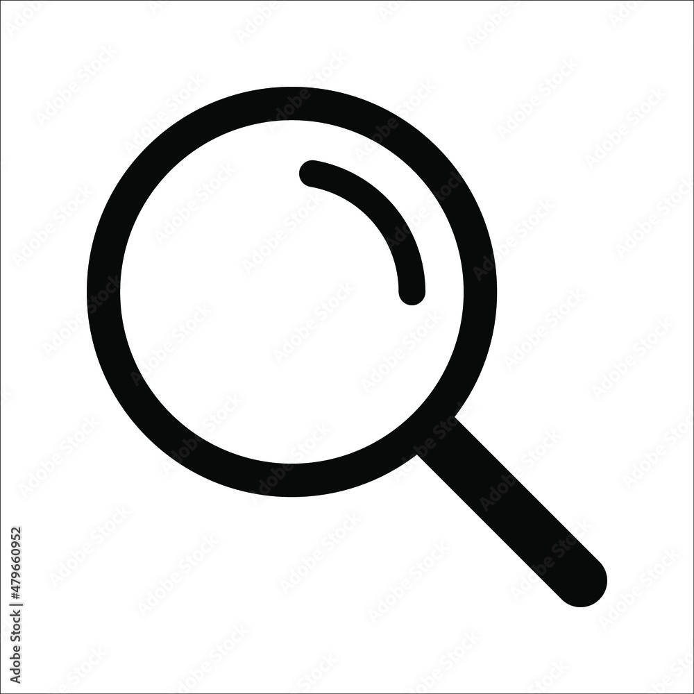 Magnifying glass or search icon, flat vector graphic on isolated background Magnifying glass or search icon, flat vector graphic on isolated background