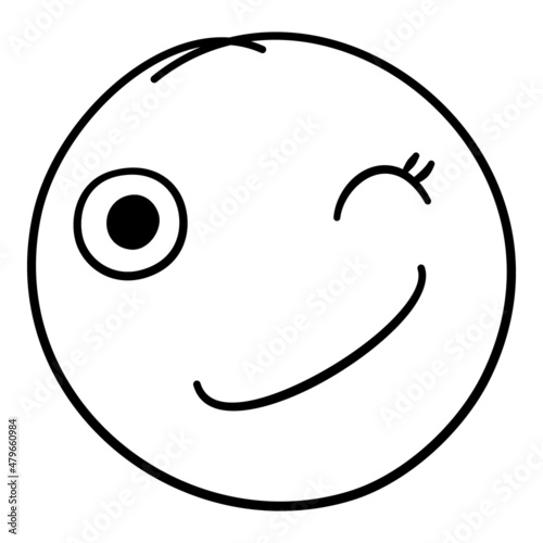 Doodle emoji. Doodles image pictogram, Smile emotion funny face, happy fun emoticon line icon, sad hand drawn, neat outline isolated vector illustration. Illustration of emotion face expression