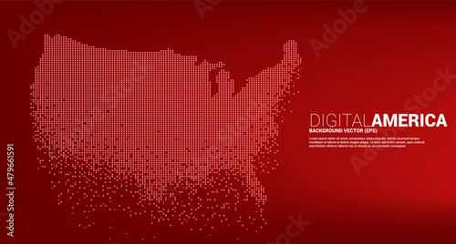 Vector United States map from pixel square. Concept for America digital network connection.