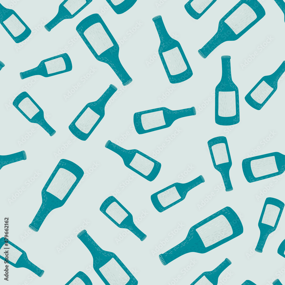 Bottle alcohol seamless pattern. Hand drawn background for menu. Bottle alcohol seamless pattern. Hand drawn background for menu.