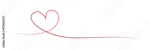 Single line valentine day heart symbol. Stock vector