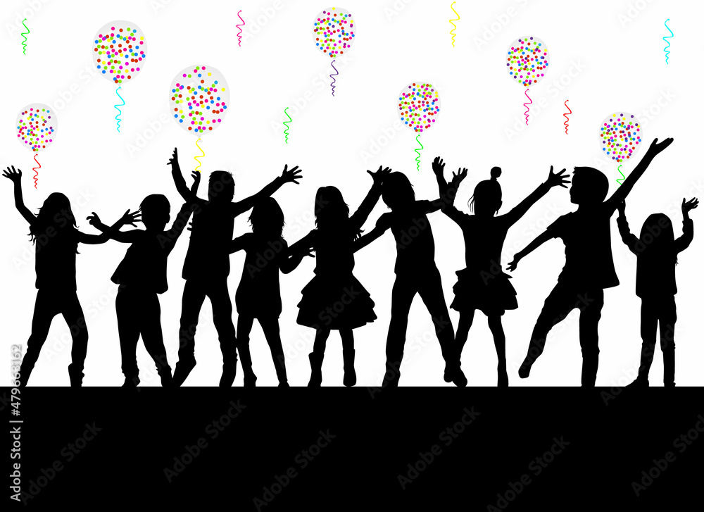 Dancing children. Silhouettes people conceptual. Dancing children. Silhouettes people conceptual.