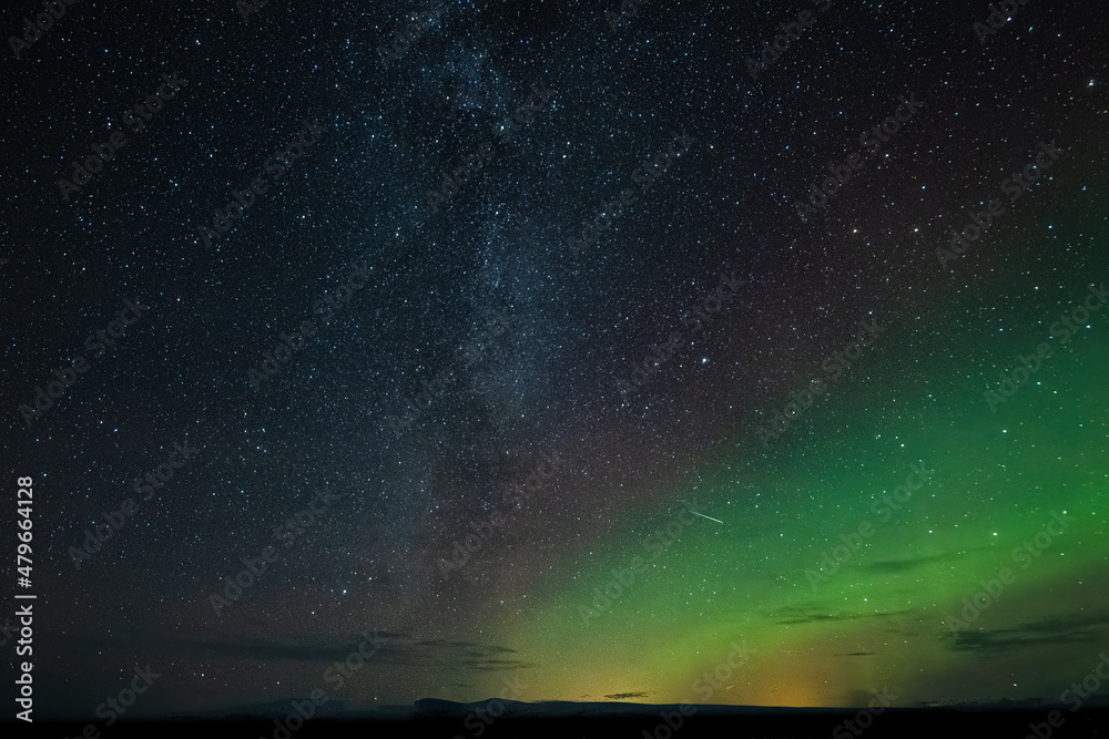 Milky Way, Shooting Star and the Aurora Borealis