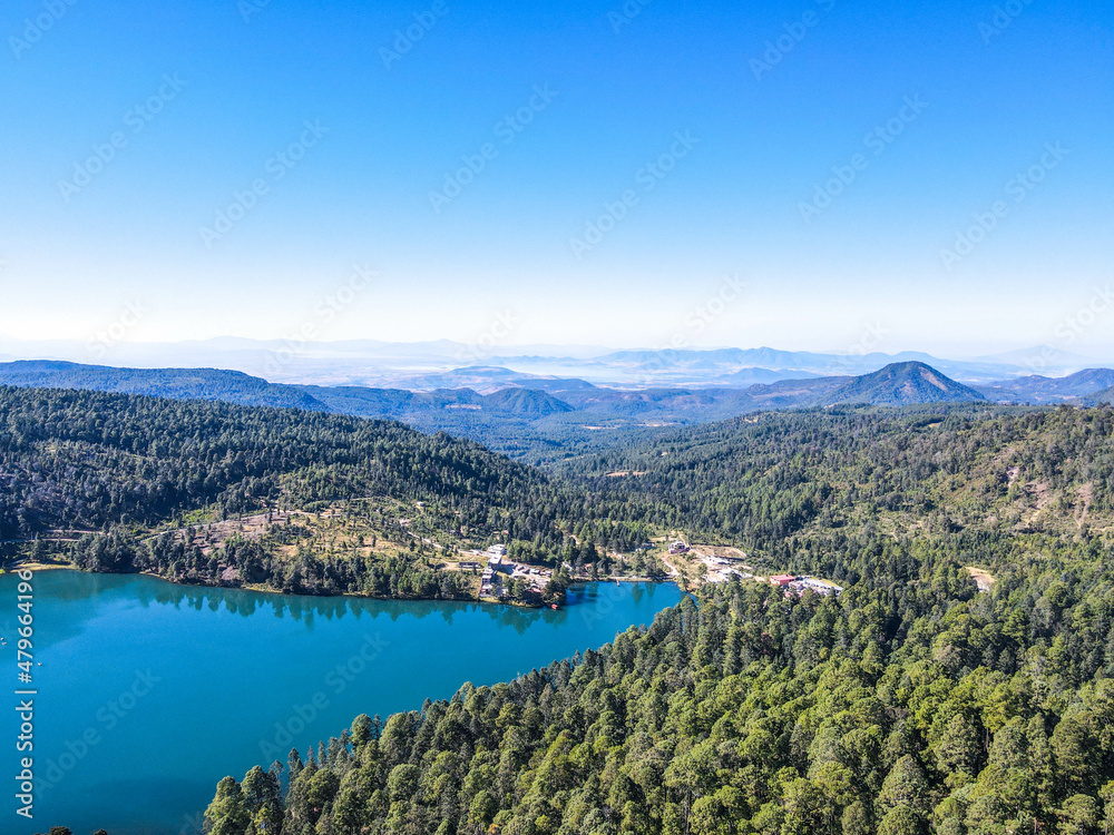 Aerial picture of lake and woods