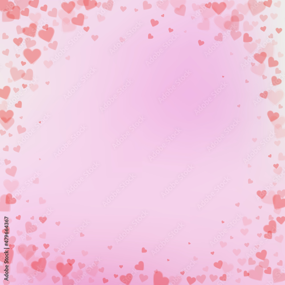 Red heart love confettis. Valentine's day vignette