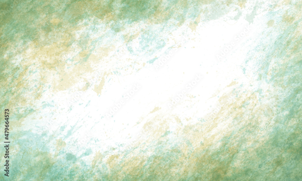 Abstract translucent watercolor background in yellow, green and blue tones. Copy space, horizontal banner.	