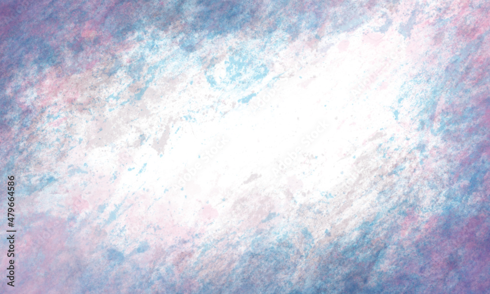Abstract celestial watercolor background in blue, purple and pink tones. Copy space, horizontal banner.	