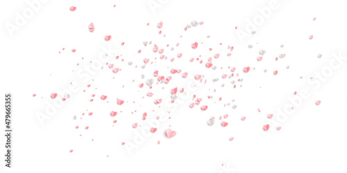 Valentines hearts postcard. Paper flying elements on transparent background. Vector symbols of love in shape of heart for Happy Women's, Mother's, Valentine's Day, birthday greeting card design. PNG 