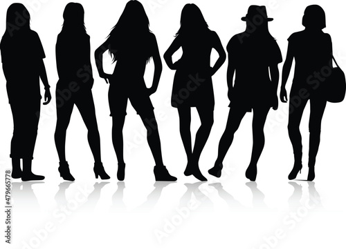 Women silhouettes on a white background.